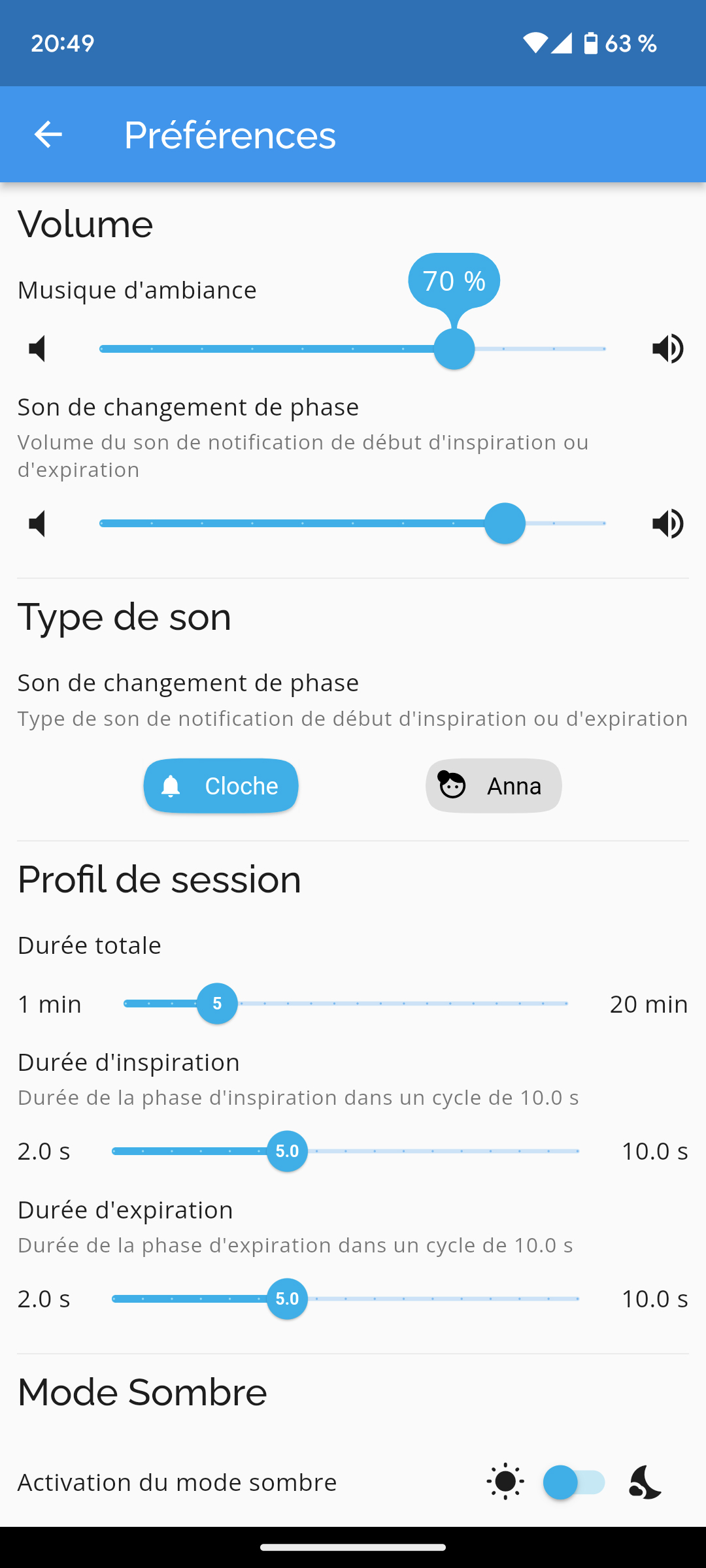 Top Breath coherence cardiaque screenshot setting audio img