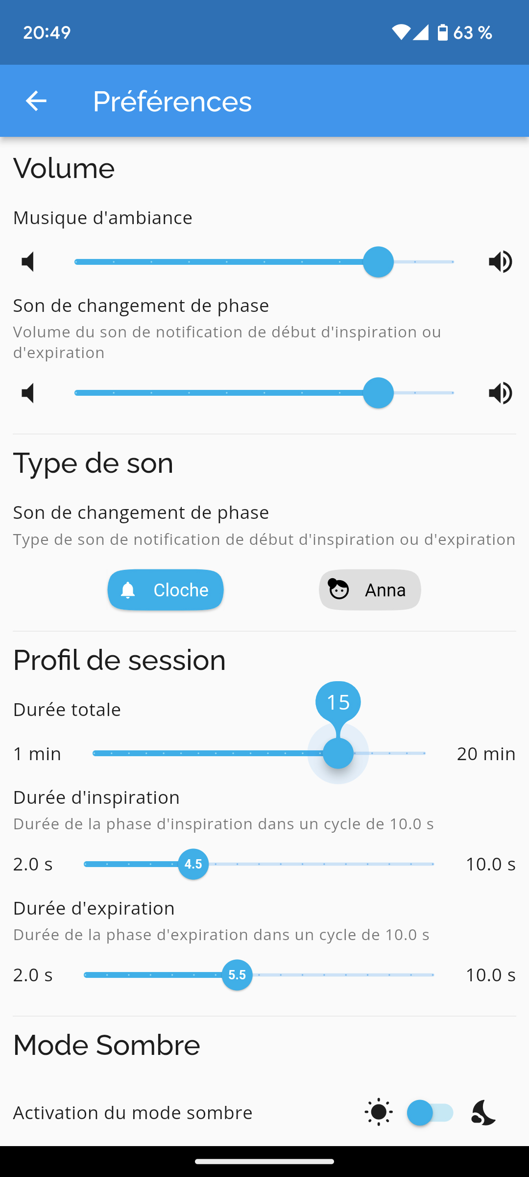Top Breath coherence cardiaque screenshot setting exercise img